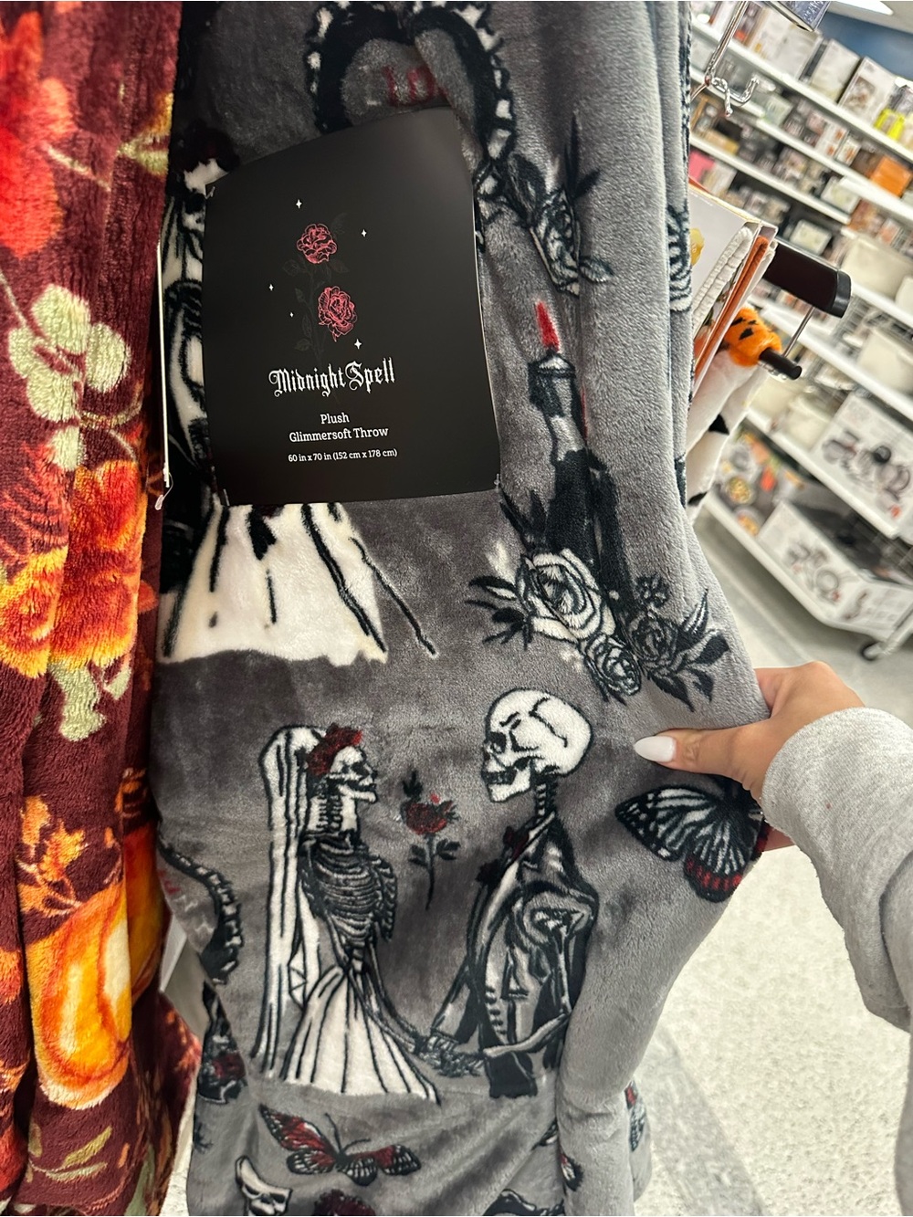 Halloween Groom Bride Wedding Skeleton Plush GlimmerSoft Throw Blanket -
